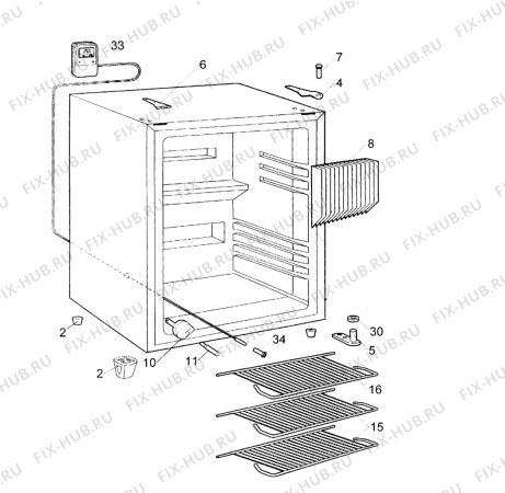 Взрыв-схема холодильника Electrolux Loisirs RA212H - Схема узла Tub